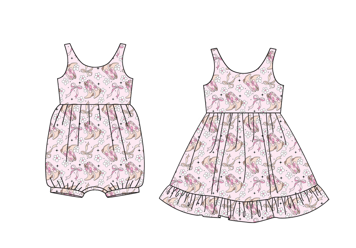 Custom moq 5 mix size Sibling Pink Floral Print Baby Girls Romper Sleeveless Dress Summer Casual Wear for Little Girls