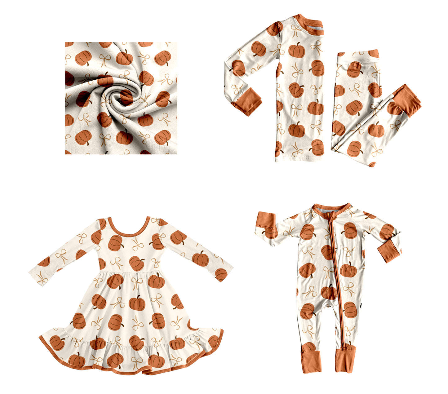 25.8.2 custom each style moq 5eta 4-6week Sibling Sisters pumpkin bow baby girl long sleeve pants sets and dress and rompers match family design
