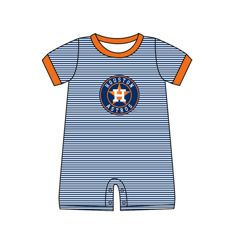 Custom moq 5 mix size milk silk summer teams Baby Boys And Girls Short-Sleeved Navy Blue Shirt And Shorts Set Matching Striped Rompers Outfit Set