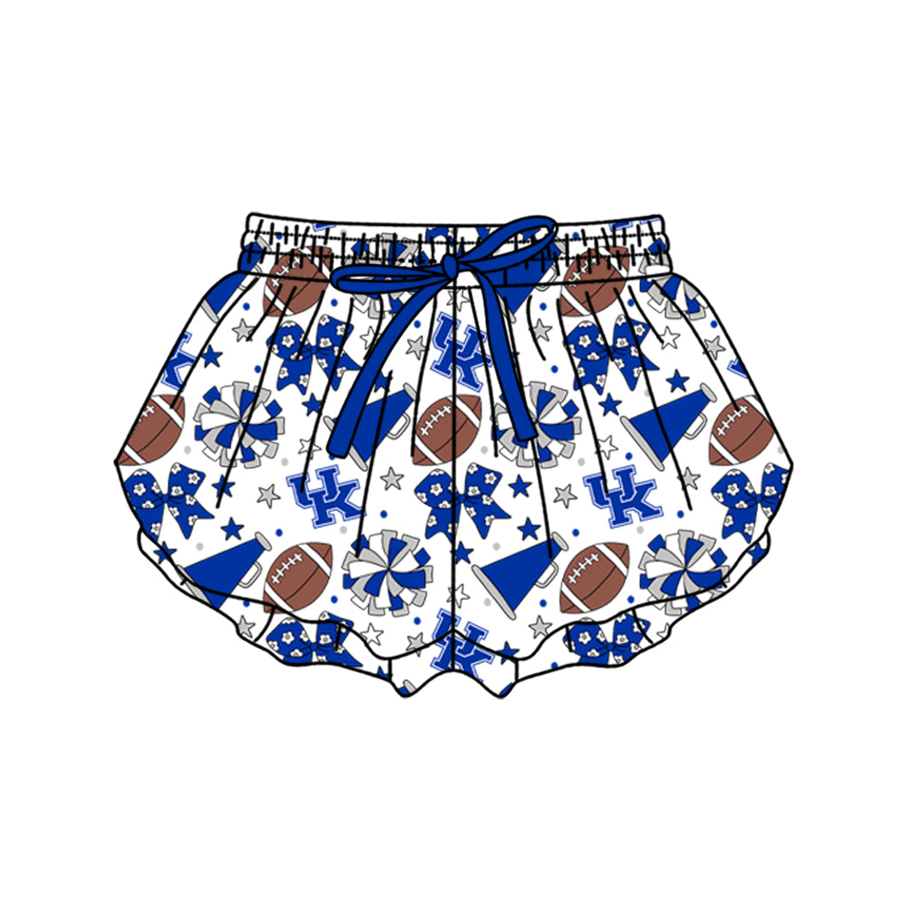 Custom moq 5 mix size milk silk summer teams Baby Girls Blue Bows Yoga Active Ruffle Shorts Bottom for Kids