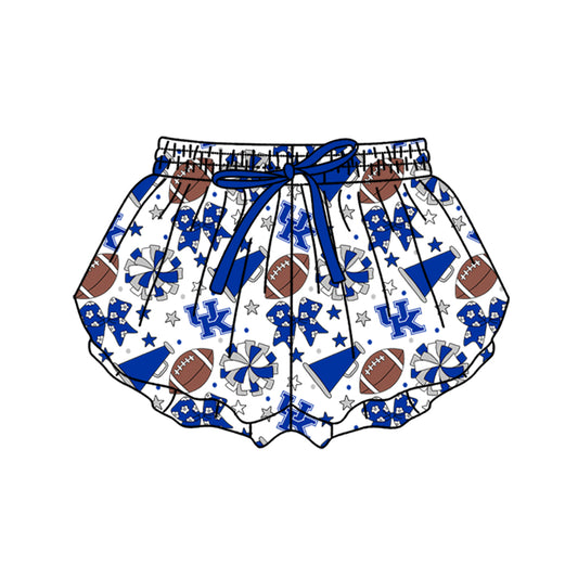 Custom moq 5 mix size milk silk summer teams Baby Girls Blue Bows Yoga Active Ruffle Shorts Bottom for Kids