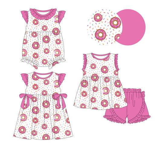 25.12.27 custom each style moq 5 eta 6-8week Sibling Sister baby short sleeve shorts sets and romper and dress match design
