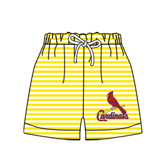 Custom moq 5 mix size milk silk summer teams Baby Yellow Striped Drawstring Shorts for Children Elastic Waist Kids Summer Shorts