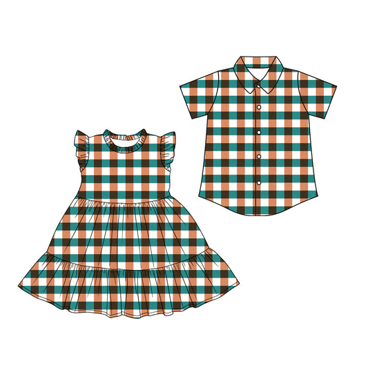 26.1.19 custom each style moq 5 eta 6-8week Sibling Sister baby button short sleeve top and dress match design