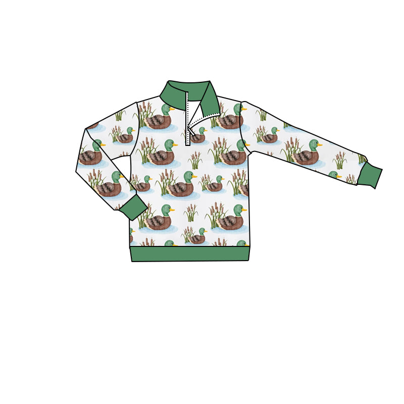 7.18 custom each style moq 5 eta 4-6week baby boys clothes duck green long sleeve top