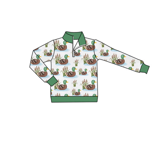 7.18 custom each style moq 5 eta 4-6week baby boys clothes duck green long sleeve top