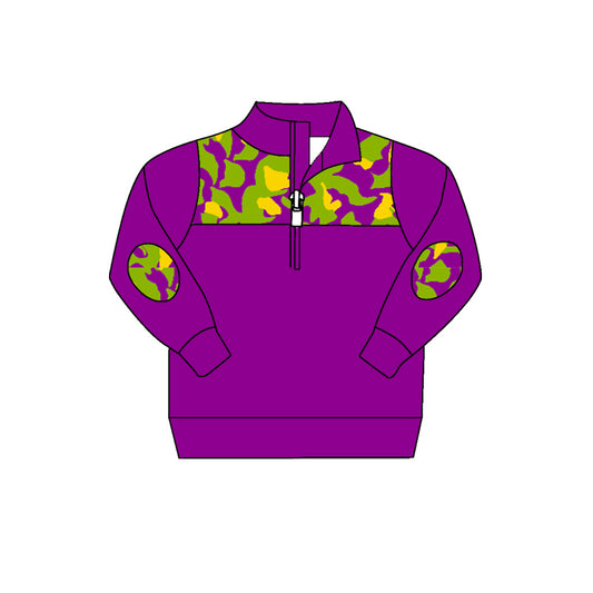 7.22 custom each style moq 5 eta 4-6week baby boys clothes camouflage purple long sleeve top