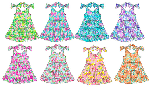 3.15 custom each style moq 5eta 4-6week Sibling Sister baby girls short sleeve dress and dress 8 match design