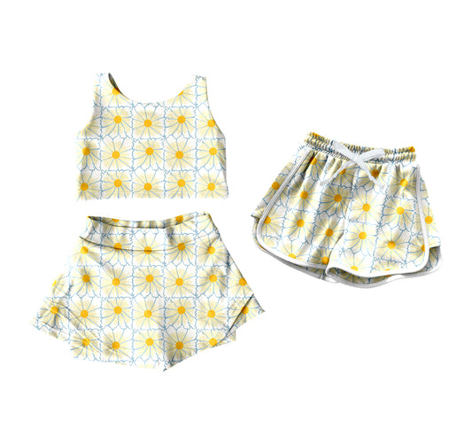 4.11 custom each style moq 5eta 4-6week Sibling Sister floral baby girls clothes Short sleeve yoga dress and shorts match family design