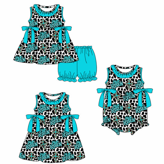 26.1.15 custom each style moq 5 eta 6-8week Sibling Sister easter baby short sleeve shorts sets and romper and dress match design