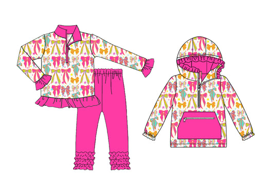 25.7.21 custom each style moq 5eta 4-6week Sibling Sisters bow baby girl long sleeve pants sets and top match family design
