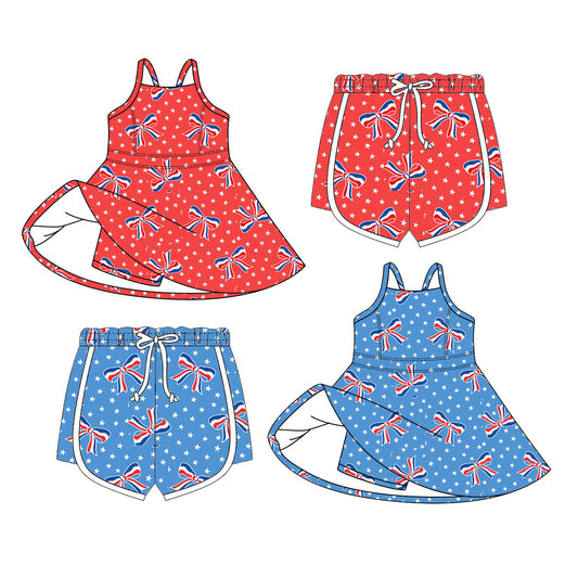 26.1.10 custom each style moq 5 eta 6-8week Sibling Sister bow baby short sleeve dress 2 and shorts 2 match design