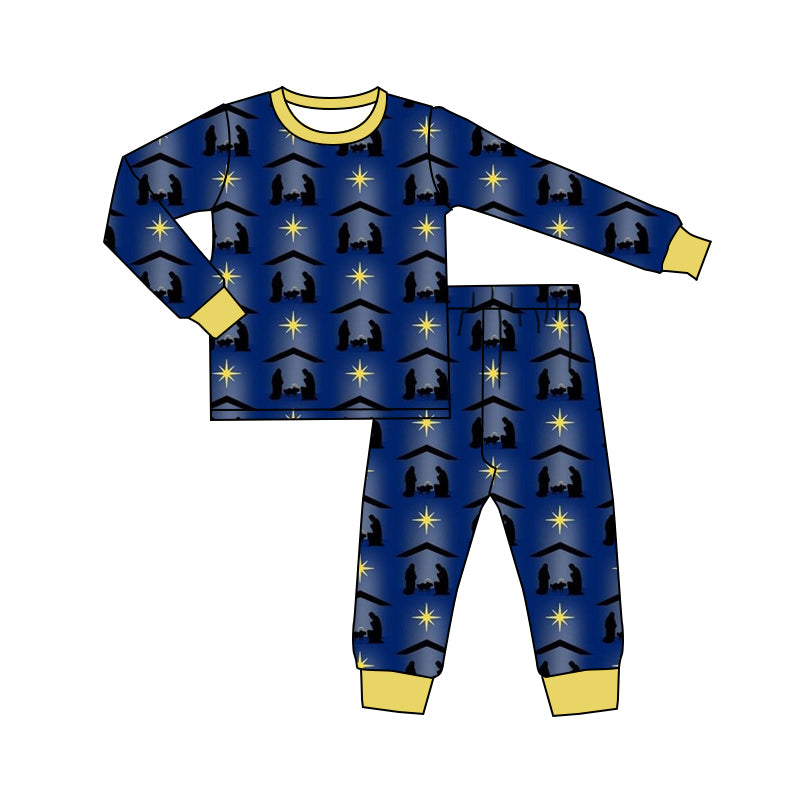 7.8 custom each style moq 5eta 4-6week Sibling Sister Jesus blue baby boys sets and rompers match family design