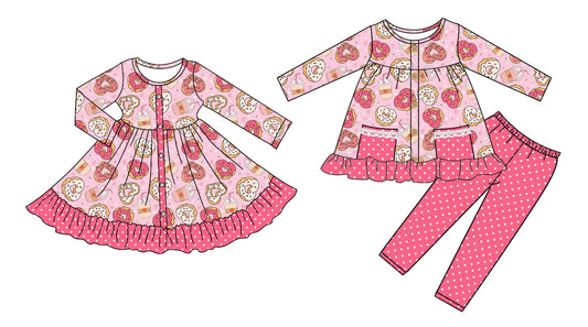 25.9.4 custom each style moq 5eta 4-6week Sibling Sisters love baby girl long sleeve pants sets and dress match family design