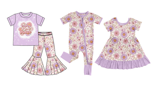25.10.10 custom each style moq 5 eta 6-8week Sibling Sisters floral baby girl short sleeve pants sets and dress and rompers match family design