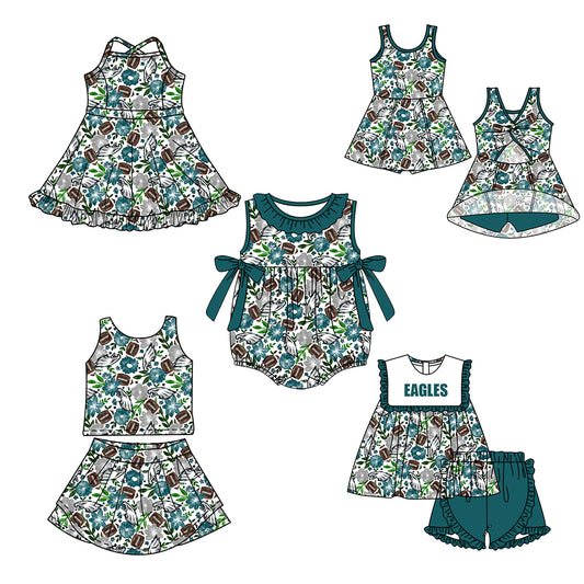 Custom moq 5 mix size milk silk summer teams Baby Girl Green Sleeveless Top And Shorts Set Sleeveless Skirt Set Yoga Dress Romper