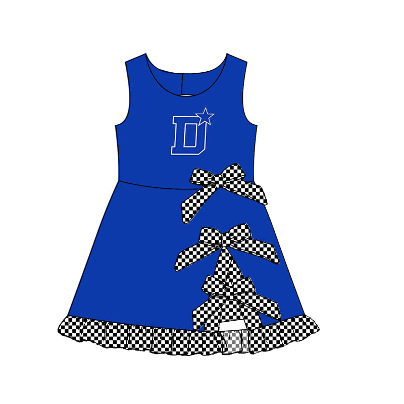 custom moq 5 mix size MSD070705 Baby Girls Checked Bows Yoga Short Scallop Knee Length Active Dress