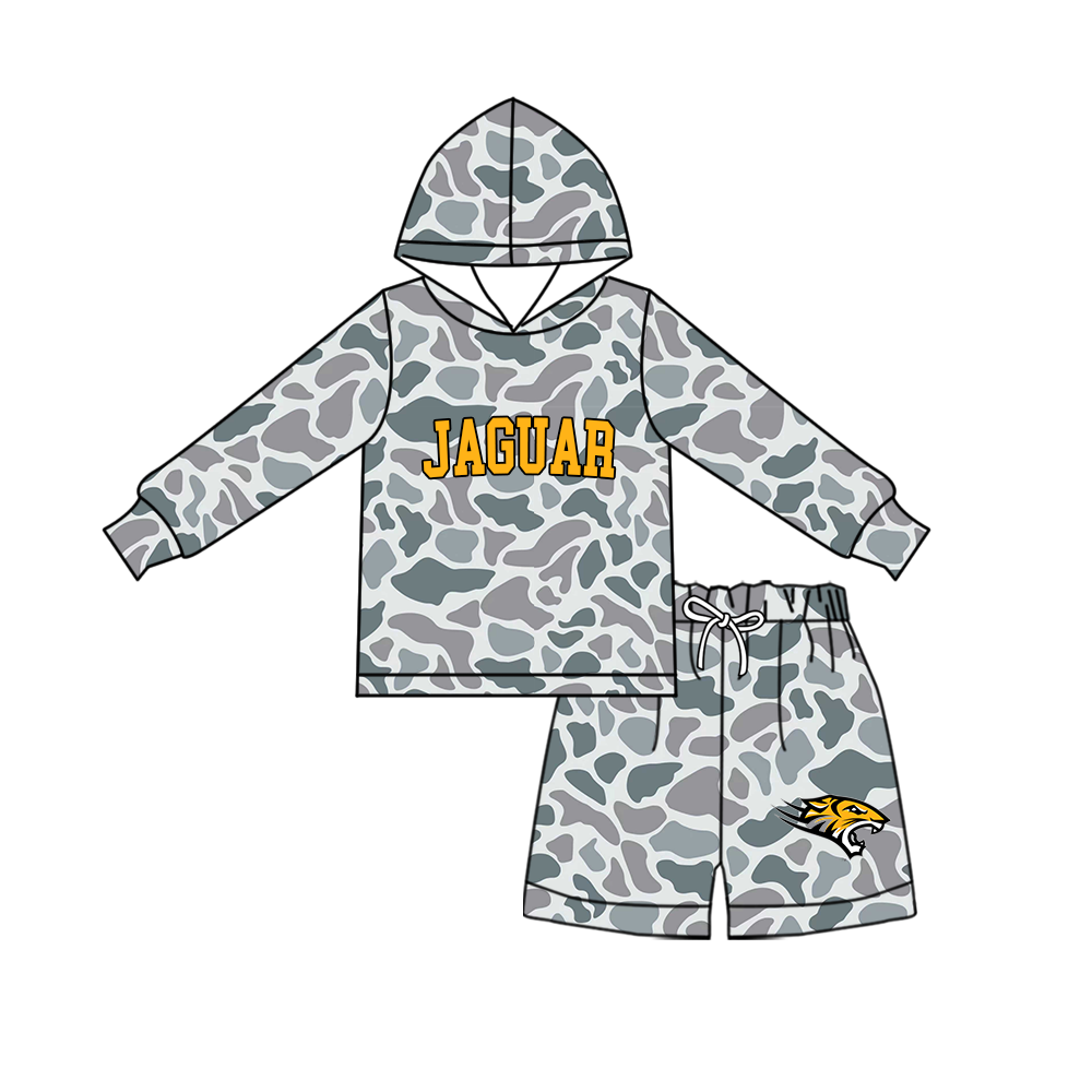 custom moq 5 mix size MSD072305 Baby Kids Camo Long Sleeve Hoodie Top Camo Shorts Team Set