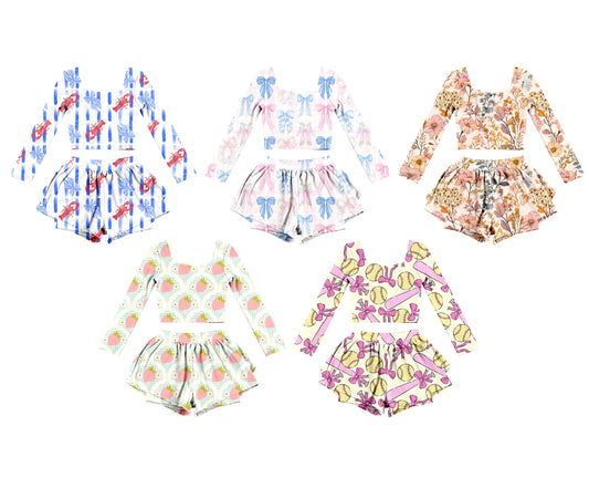 25.10.17 custom each style moq 5 eta 6-8week Sibling Sisters mardi gras baby girl long sleeve shorts sets 5 match family design