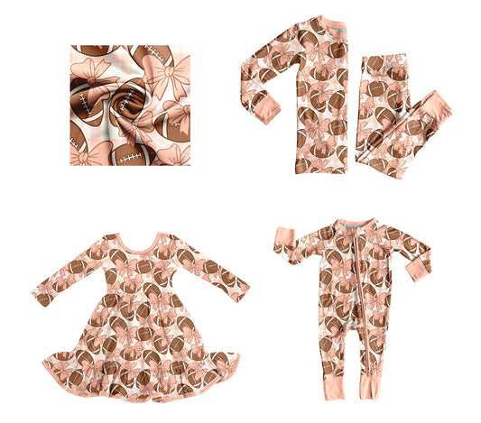 25.8.28 custom each style moq 5eta 4-6week Sibling Sisters rugby bow baby girl long sleeve pants sets and dress and rompers match family design