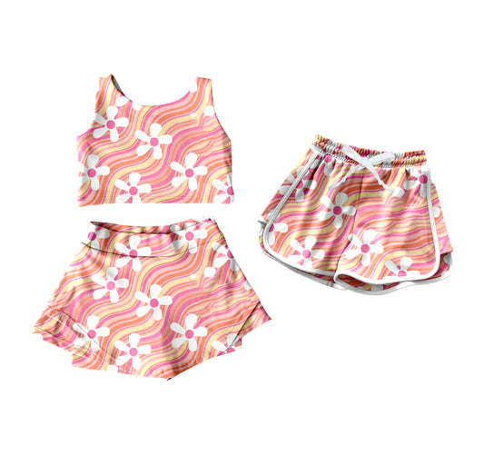 4.9 custom each style moq 5eta 4-6week Sibling Sister floral baby girls clothes Short sleeve yoga dress and shorts match family design
