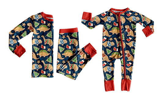 25.6.26 custom each style moq 5eta 4-6week Sibling Sisters Christmas dinosaur baby boy long sleeve pants sets and rompers match family design