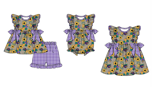 12.3 custom each style moq 5eta 4-6week Sibling Sister mardi gras baby girl short sleeve shorts sets and dress and rompers match family design
