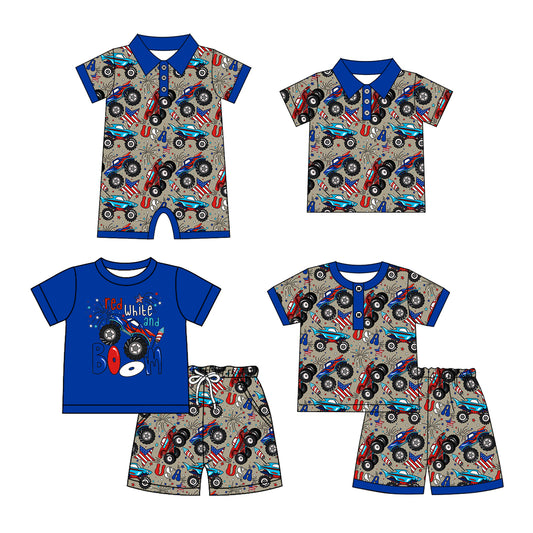 4.12 custom each style moq 5eta 4-6week Sibling Sister baby boy sets 1 and sets 2 and boy rompers and top match family design