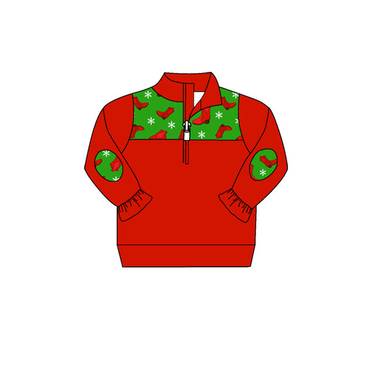 6.27 custom each style moq 5 eta 4-6week red boots baby girls clothes long sleeve top