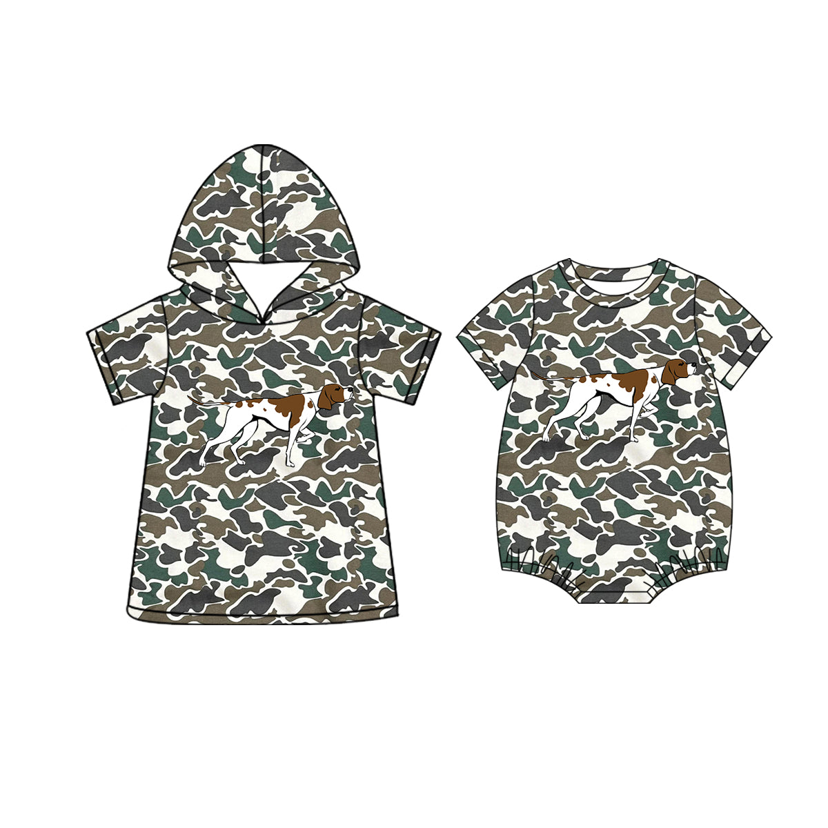25.11.20 Custom each style moq 5 eta 6-8 week Sibling Sister camouflage puppy baby boy short sleeve top and rompers match family design