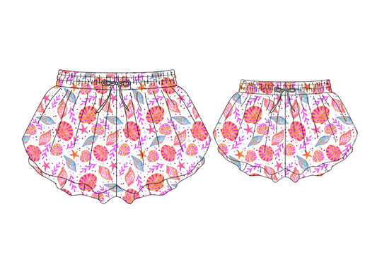 3.5 Custom moq 5 mix size Sibling Mom And Me Pink Yoga Shorts for Kids Summer Outfits