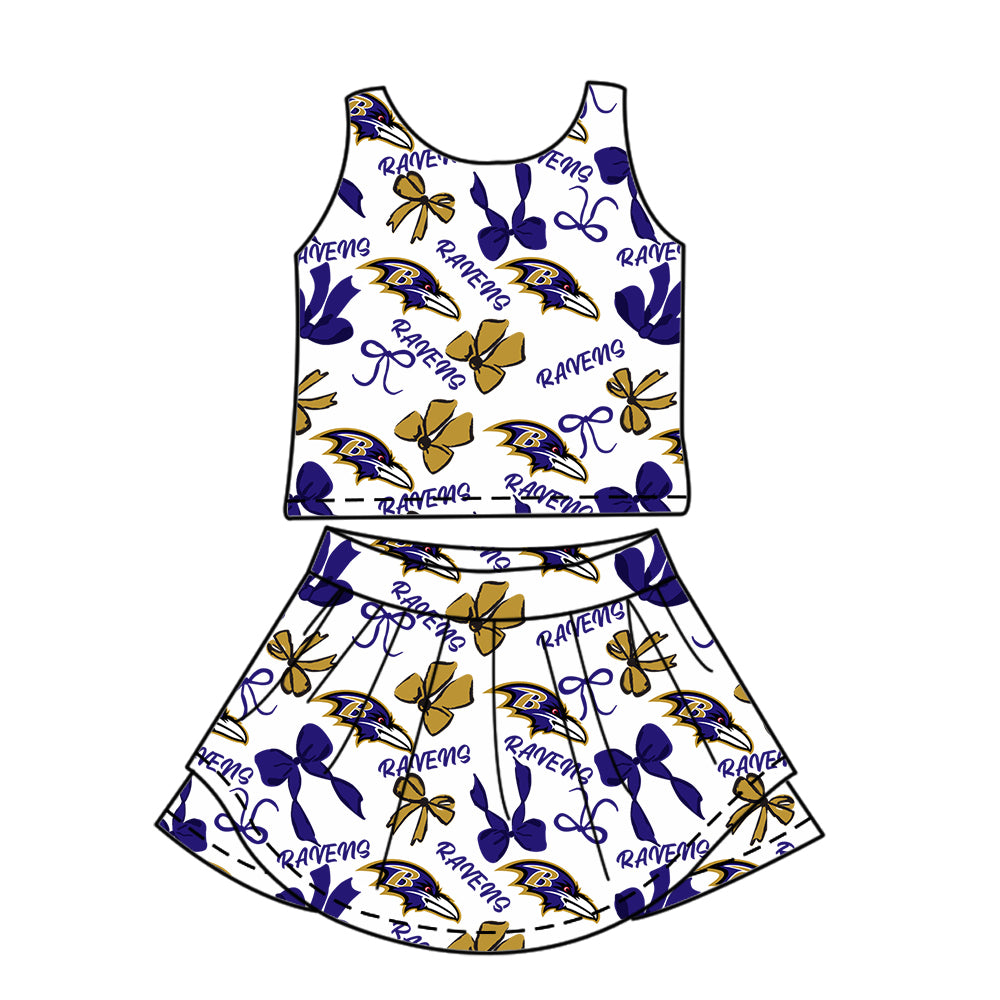 Custom moq 5 mix sizes summer teams baby girls clothes team blue short sleeve skirts shorts sets 1 and skirts sets 2 and and skirts sets 2 and dress 1 and dress 2 and dress 3 and dress 4-25.6.9