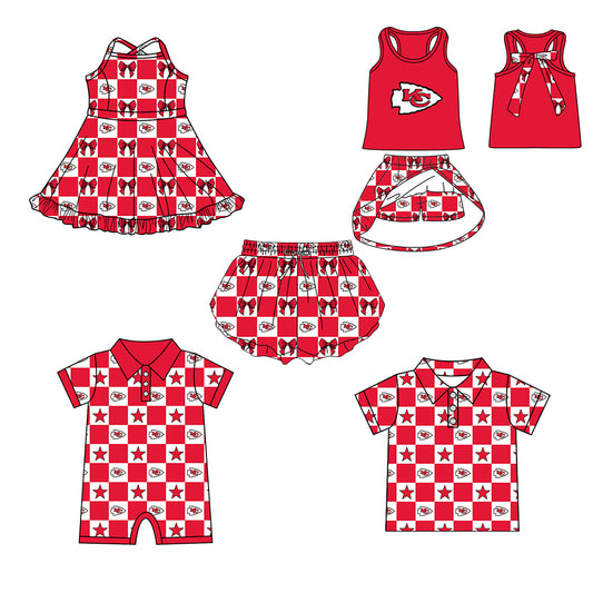 Custom moq 5 mix size milk silk summer teams Baby Girl Red Sleeveless Top Skirts Set Dress And Shorts Yoga Outfit Boy's Short-Sleeved Polo Shirt And Romper