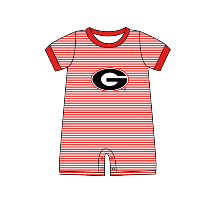 Custom moq 5 mix size milk silk summer teams Baby Boys And Girls Red Short-Sleeved Shirt And Shorts Set Matching Striped Rompers Outfit Set