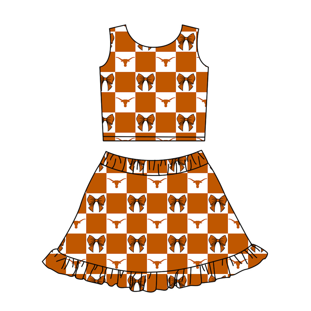 Custom moq 3 or 5 mix size milk silk summer teams baby girl clothes bow sleeveless skirts sets 3 and dresss and shorts-26.1.26
