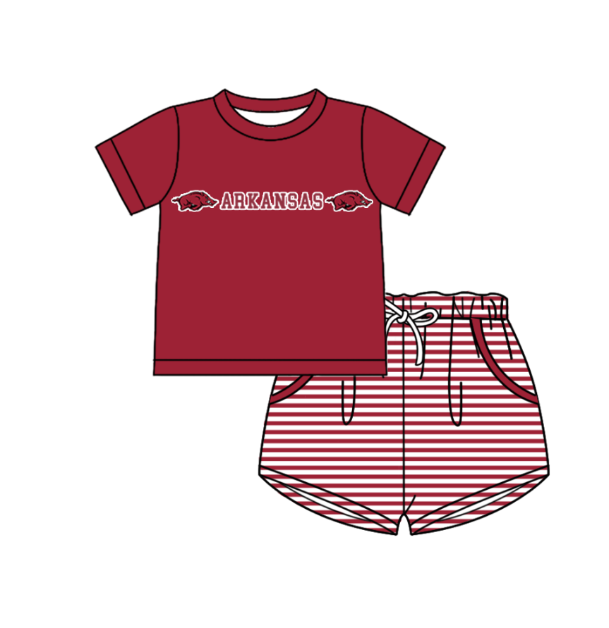 Custom moq 5 mix size milk silk summer teams Boys Short Sleeve Top Striped Shorts Set With Matching Romper Girls Flutter Sleeve Polka Dot Dress Romper