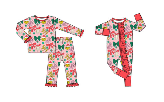 25.7.25 custom each style moq 5eta 4-6week Sibling Sister bow baby girl long sleeve pants sets and rompers match family design