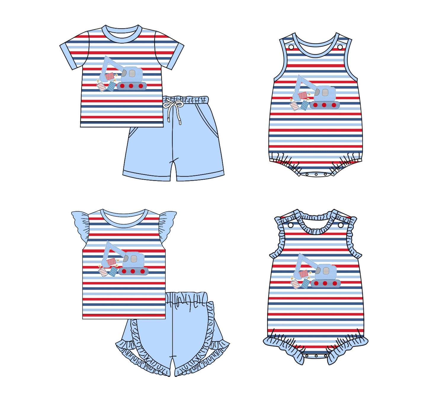11.25 custom each style moq 5eta 4-6week Sibling Sister striped baby girl short sleeve shorts sets and sets 2 and girls romper and boy romper match design