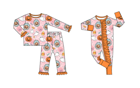 25.8.8 custom each style moq 5eta 4-6week Sibling Sister halloween bow baby girl long sleeve pants sets and rompers match family design