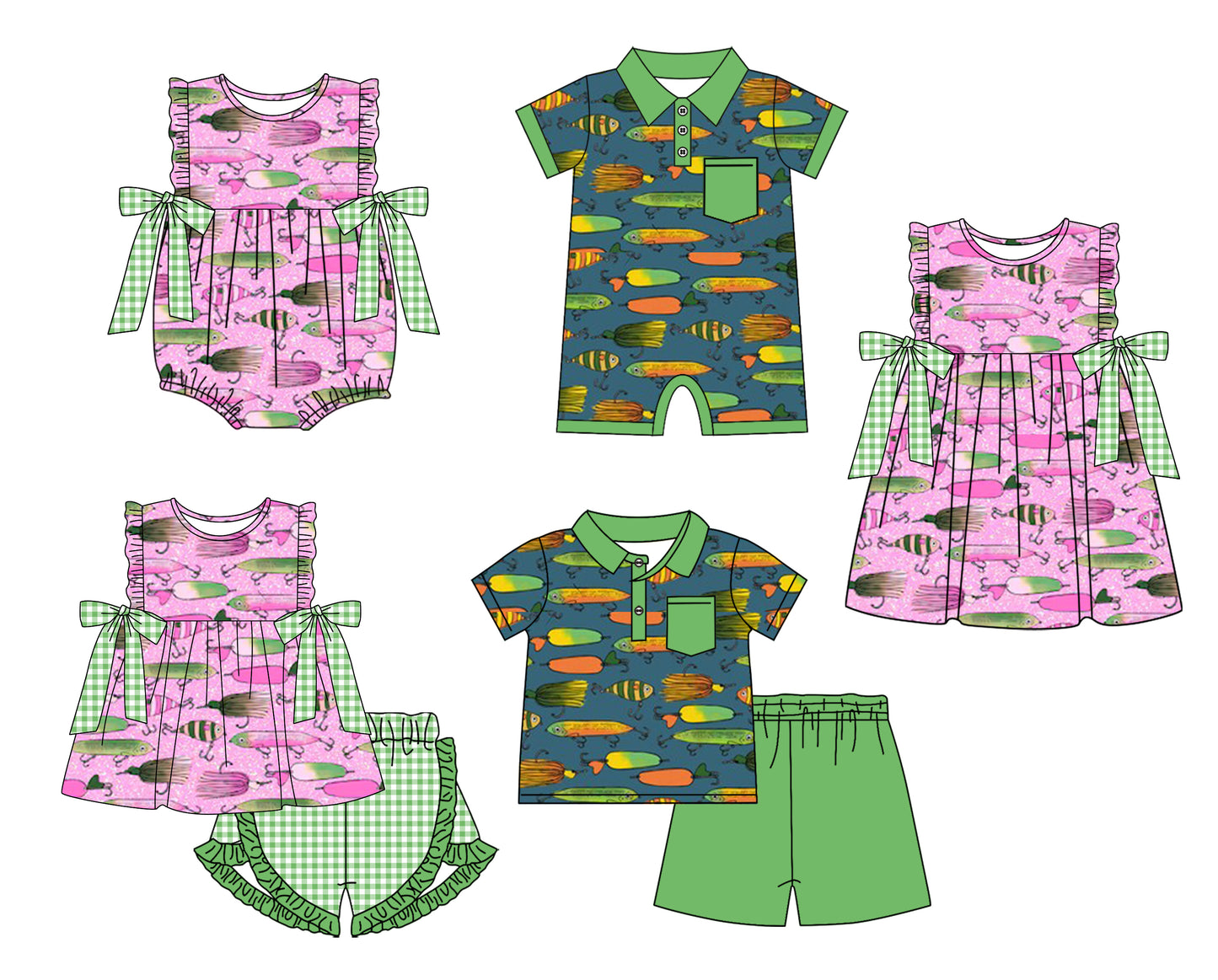 11.23 custom each style moq 5eta 4-6week Sibling Sister pencil baby girl short sleeve shorts sets and sets 2 and girls romper and boy romper and dress match design