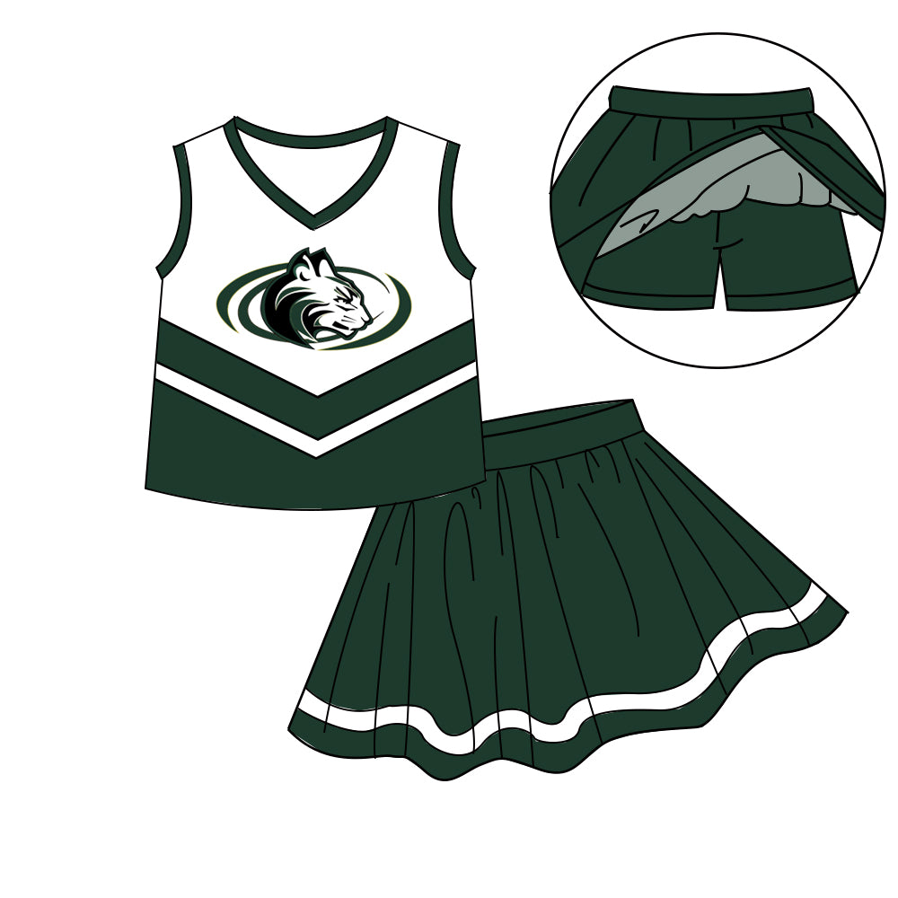 Custom moq 5 mix size milk silk eta 6-8weeks summer team green baby girls clothes team sleeveless skirts shorts sets-25.7.11
