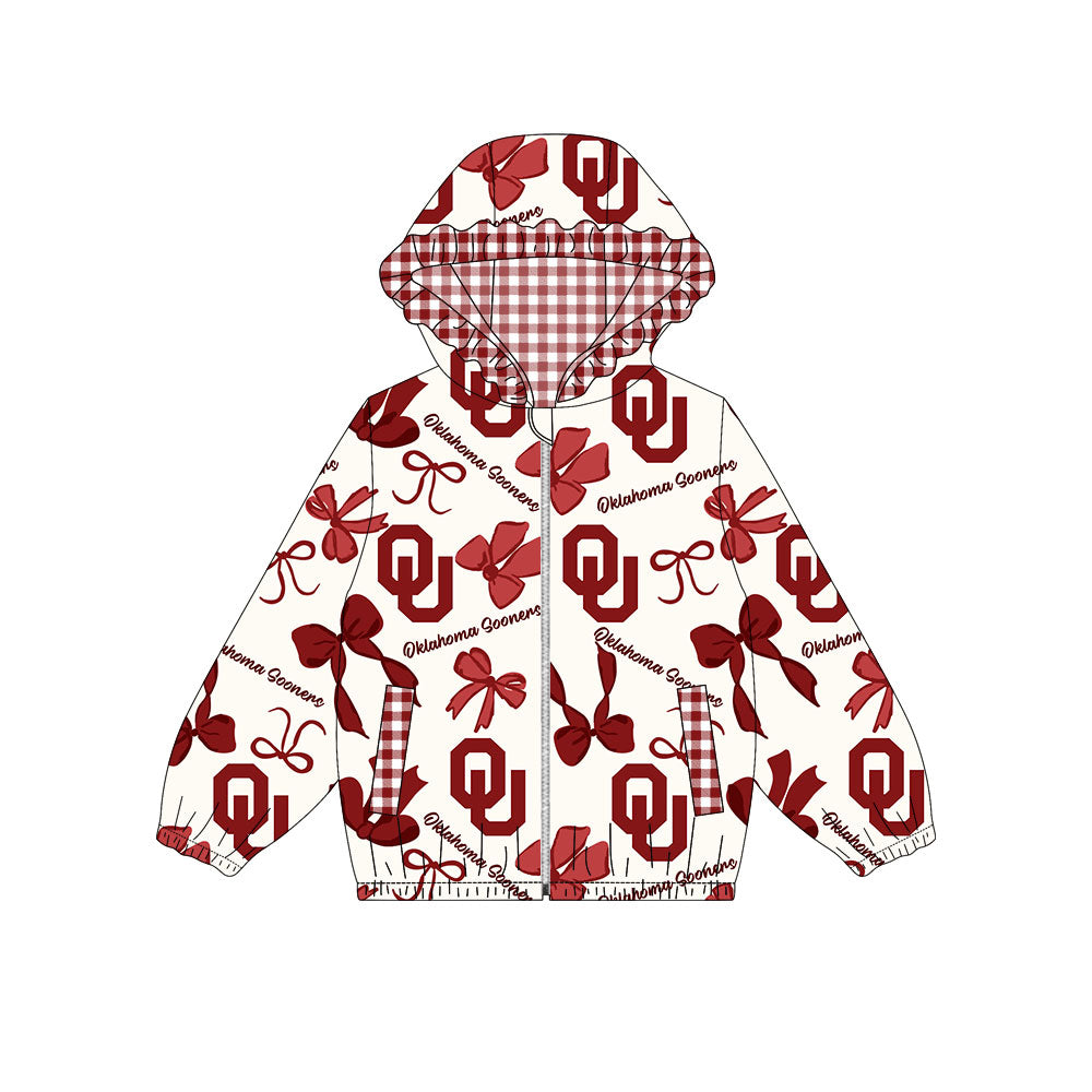Custom moq 8 mix size milk silk summer team baby girls clothes bow red hooded long sleeve top-25.9.26