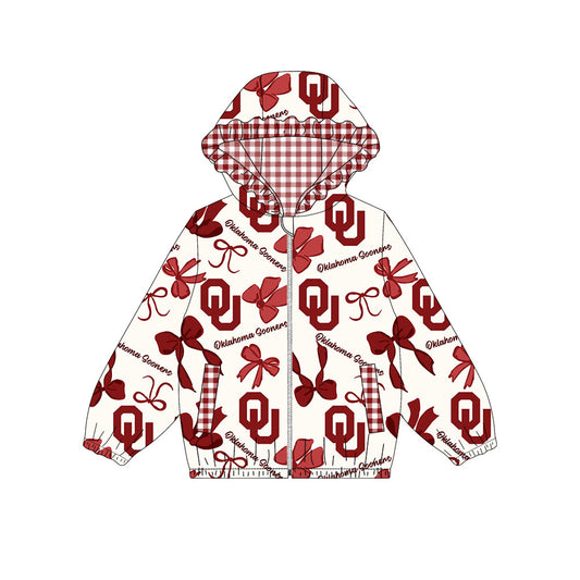 Custom moq 8 mix size milk silk summer team baby girls clothes bow red hooded long sleeve top-25.9.26