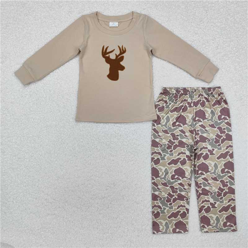 RTS NO MOQ（In Stock) BLP0530 Baby Boys Christmas embroidery Top Pants Outfits Sets