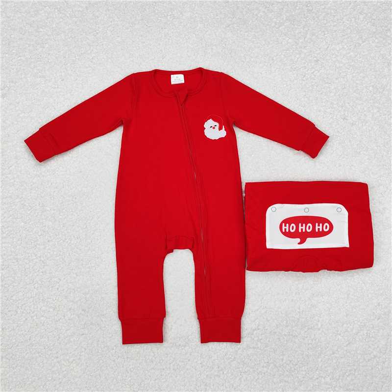 RTS NO MOQ（In Stock ) LR2052 Embroidered Christmas red long-sleeved jumpsuit