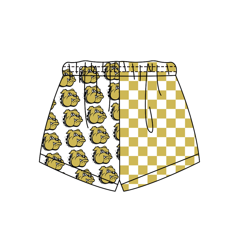 Custom moq 5 mix size milk silk summer teams Adult And Kids White Checked Patchwork Summer Casual Shorts