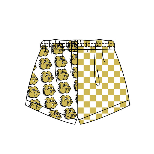 Custom moq 5 mix size milk silk summer teams Adult And Kids White Checked Patchwork Summer Casual Shorts