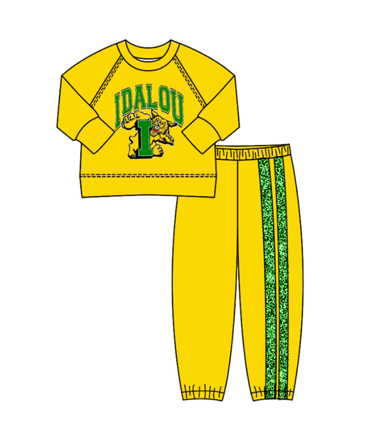 Custom moq 5 mix size milk silk summer teams baby boy clothes yellow long sleeve pants sets-25.8.25
