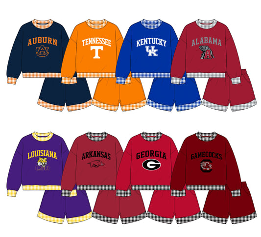 (Preorder new) No moq Baby Girls Long Sleeve Top Short Team Clothes Set