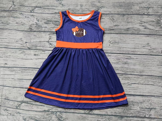 Custom moq 5 each style eta 6-7weeks baby girl clothes team blue sleeveless dress-25.8.2